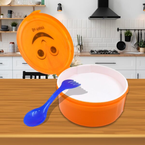 Smily Plastic lunch box, Small Box With 2in1 Spoon pack of 1 - Front View by Nari Haat, Indian ethnic wear, women clo...