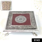 Silver - Square Pooja Chowki Patla / Bajot (20×20 CM / 1 Pc) - With Dupatta by Nari Haat, Indian ethnic wear, women ...