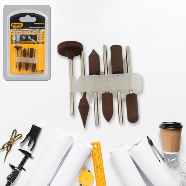 Mounted Points Abrasive Stone Head Grinding Wheel Bits Rotary Tool Kit (6 Pcs) - Front View by Nari Haat, Indian ethn...