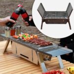 Portable BBQ Barbecue Grill – Stainless Steel Folding Charcoal Grill (1 Set) - Front View by Nari Haat, Indian ethn...