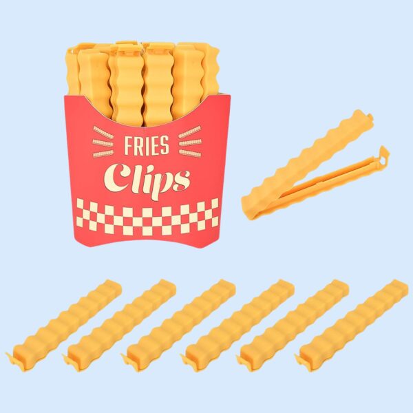 Cute French-Fries-Shaped Bag Clips With in a Magnetic Box (12 Pcs Set) - Front View by Nari Haat, Indian ethnic wear,...
