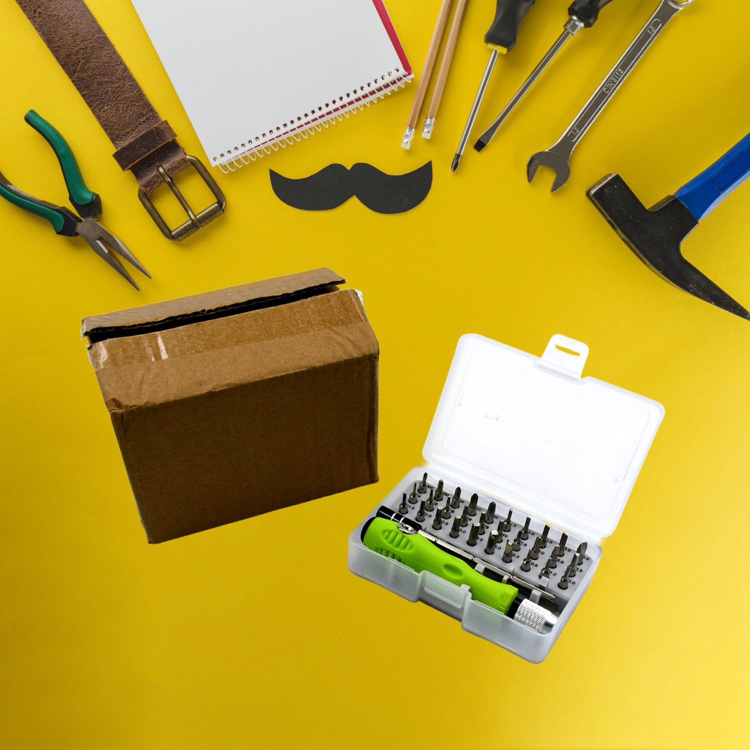 01_738aaf2d-f4c2-4ee2-a665-412c8cec9a3c.jpg 32 in 1 Mini Screwdriver Bits Set with Magnetic Flexible Extension Rod - Front View by Nari Haat, Indian ethnic wear,...