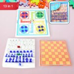 13 in 1 Family Board Game Chess,  Space Venture, Steeplechase Set for Kids - Sleeve Design by Nari Haat, Indian ethni...