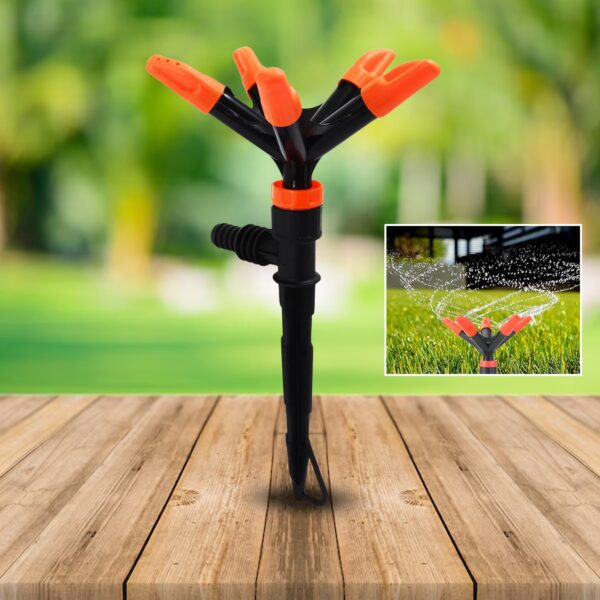 Automatic Garden Sprinkler 360 Degree Rotating Adjustable 5 Arm (1 Pc) - Front View by Nari Haat, Indian ethnic wear,...