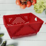Flexi fold Storage Basket Box with Holes Ventilated Design (23×20 Cm / 1 Pc) - Front View by Nari Haat, Indian ethni...