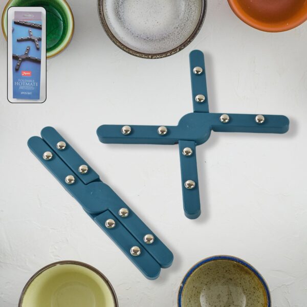 Apex Foldable Hot mate Set – 2 Pcs, Folding Pan Stand for Hot Pots - Front View by Nari Haat, Indian ethnic wear, w...