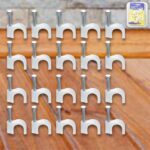 Wire Wall Clips, Plastic Cable Clips Round Wire Pins with Steel Nail (20 Pcs Set) - With Dupatta by Nari Haat, Indian...