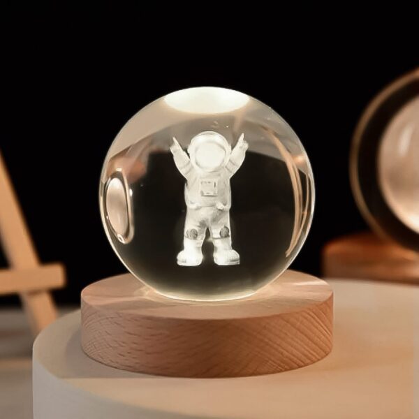 Moon 3D Crystal Ball Lamps with Base For Bedroom 3D Lamps (1 Pc) - Front View by Nari Haat, Indian ethnic wear, women...