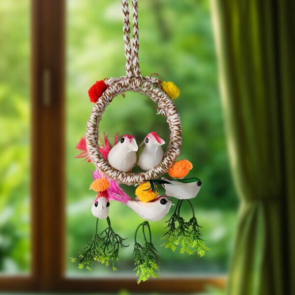 Artificial Bird Nest Wall Hanging Home Decor Showpiece (1 Pc, Mix Color) - Front View by Nari Haat, Indian ethnic wea...