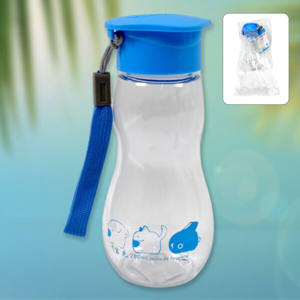 Transparent Travel Portable Water Bottle with Carry Straps (280 ML / 1 Pc) - Front View by Nari Haat, Indian ethnic w...