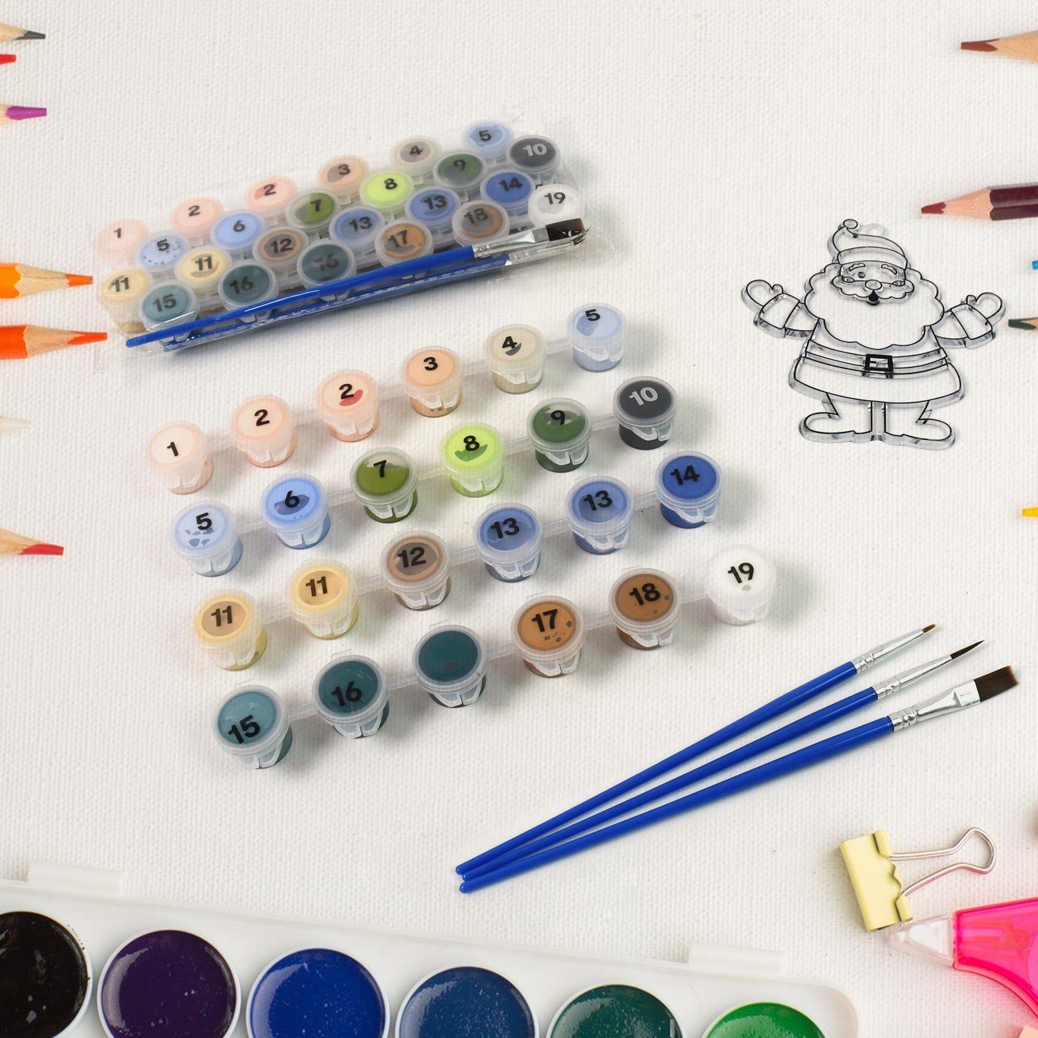 01_80833463-f632-4c55-a16c-e41c81e9d6be.jpg Paint by Number Kits 2 Set 19 Number Color, 6 paint brushes (2 Set) - Front View by Nari Haat, Indian ethnic wear, wo...