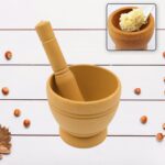 Mortar and Pestle Spice Grinder - Traditional Khalbatta for Kitchen Herb - Back View by Nari Haat, Indian ethnic wear...