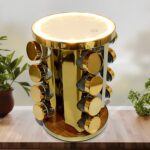 LED Spice Rack Organizer, Rotating Spice Rack  (Golden / 16 Pc / MOQ - 6 pc) - Closeup Embroidery by Nari Haat, India...