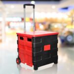 Foldable Shopping Grocery Trolley / Cart Travel Portable Food Basket (1 Pc) - Front View by Nari Haat, Indian ethnic ...