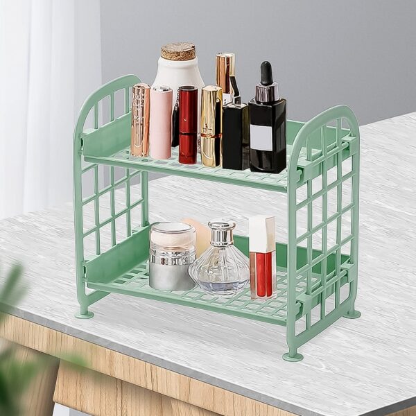 2Layer Foldable Plastic Small Storage Shelf / Rack (1 Pc / Mix Color) - Front View by Nari Haat, Indian ethnic wear, ...