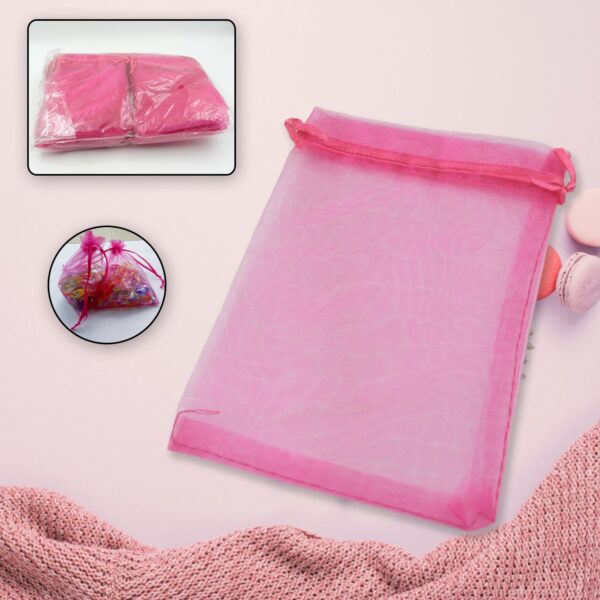 Organza Gift Bags Small Mesh Bags Drawstring Gift Bags  Festival Gift Bags (100 Pcs Set) - Front View by Nari Haat, I...