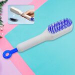 Self-Cleaning Hairbrush – Anti-Static, Detangling, Rotating Massage Comb, Hair - Closeup Embroidery by Nari Haat, I...