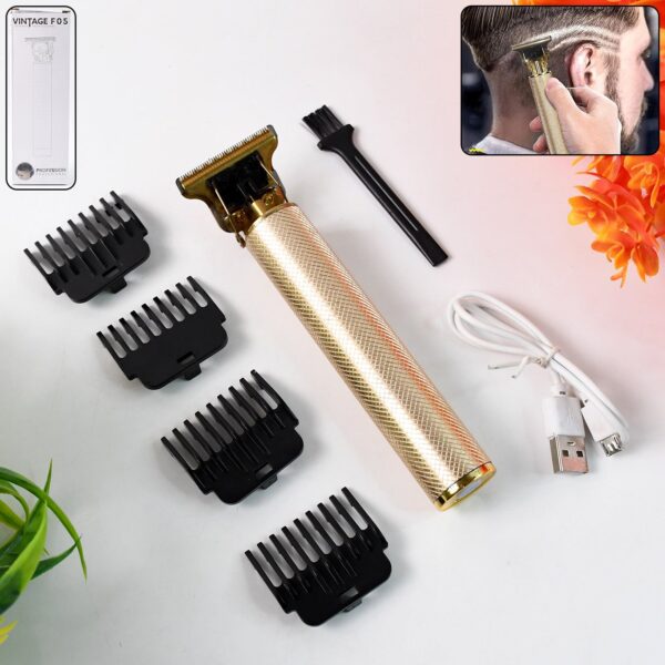 Men’s Hair Trimmer & Beard Clipper with 4 Adjustable Blades & Cleaning Brush - Front View by Nari Haat, Indian ethn...