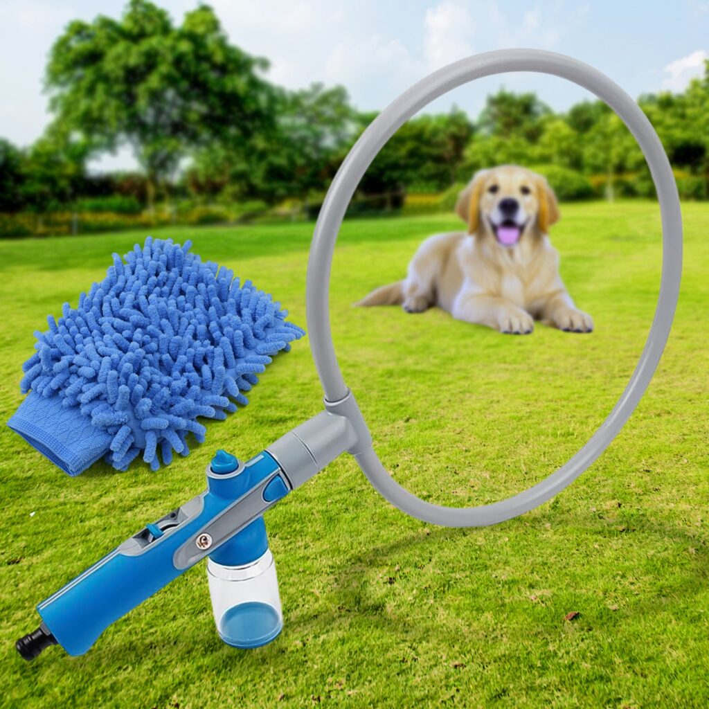 Pet Shower Sprayer, Cat Dog Grooming Bath Massager, With Microfiber Glove (1 Set) - Front View by Nari Haat, Indian e...