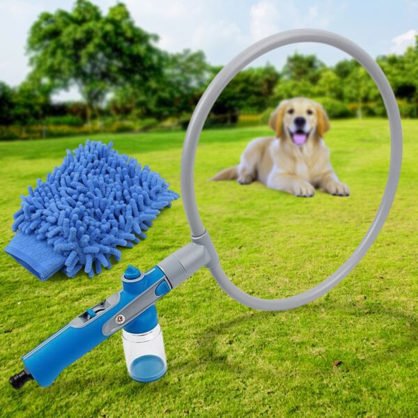 Pet Shower Sprayer, Cat Dog Grooming Bath Massager, With Microfiber Glove (1 Set) - Front View by Nari Haat, Indian e...