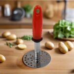 High Grade Stainless Steel Potato Pav Bhaji Masher with Plastic Handle (1 Pc) - Front View by Nari Haat, Indian ethni...