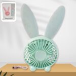 Cute Rabbit USB Desk Fan for Kids & Camping (1 Pc, Plastic, Mist Air) - Sleeve Design by Nari Haat, Indian ethnic wea...