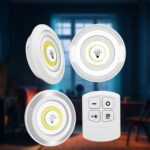 LED Light Under Closet Battery Powered Closet Wall Lamp with Remote, Set of 3 - Closeup Embroidery by Nari Haat, Indi...