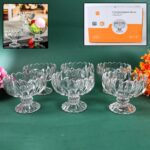 Glass Ice Cream Bowls Glass Dessert Cups for Sundae (6 pcs / 120ml) - Front View by Nari Haat, Indian ethnic wear, wo...