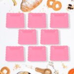 Square Plastic Dinner Plate Snacks Breakfast Serving Trays Home School  8 Pc Set - Closeup Embroidery by Nari Haat, I...