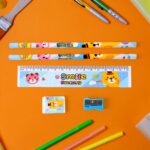 Wooden Pencil Set (5 Pc): School Supplies, Stationery Set for Kids - Closeup Embroidery by Nari Haat, Indian ethnic w...