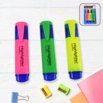 Highlighter Pen, Assorted Colours Water Based Broad Tip Writing Marker (3 Pcs Set) - Front View by Nari Haat, Indian ...