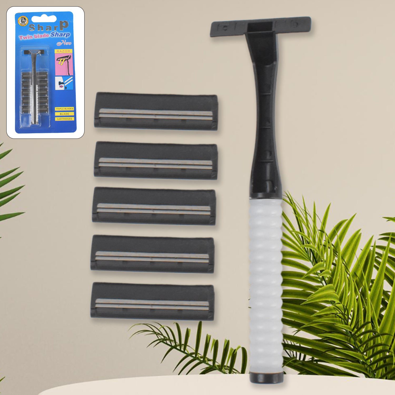 01_a0267bcd-e3a4-4b5f-b152-42a8b01afc66.jpg manual shaving razor with 5 blades - Front View by Nari Haat, Indian ethnic wear, women clothing, designer suit