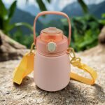 Stainless Steel Mug / Bottle Vacuum Insulated Cup Handle & Strap, Tumbler (1000 ML) - Closeup Embroidery by Nari Haat...