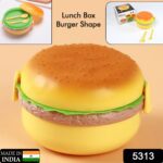 Burger Shape Lunch Box – Double Layer 1000ml Food Container with 2 Spoons for Kids - With Dupatta by Nari Haat, Ind...