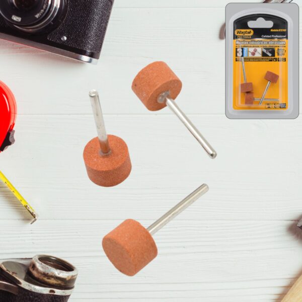 Wool Felt Polishing Buffing Wheels, Wool Felt Mounted Polishing Bits (3 Pcs Set) - Front View by Nari Haat, Indian et...