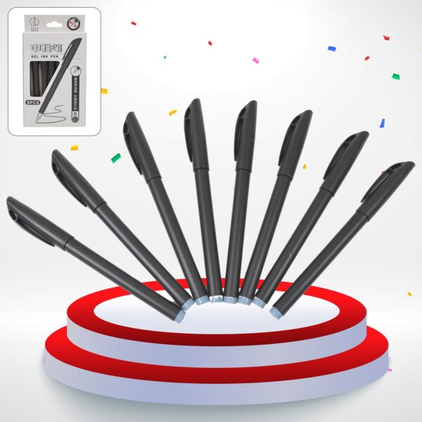 Writing Black Gel Pen for School Stationery Gift for Kids (8 Pcs set) - Front View by Nari Haat, Indian ethnic wear, ...