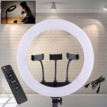 18 Inch LED Ring Light with 3 Colour Modes & 3 Mobile Holders, Remote Control (1 Set) - Front View by Nari Haat, Indi...