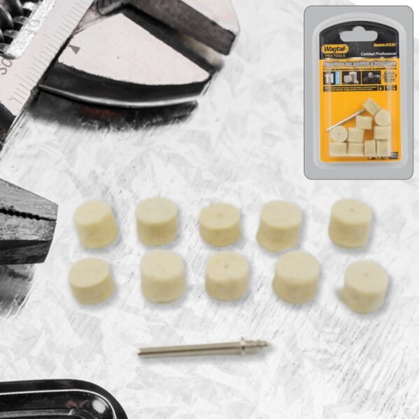 Rotary Tool Accessory Wool Felt Polishing Pad Felt (11 Pcs Set) - Front View by Nari Haat, Indian ethnic wear, women ...