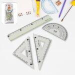 4-Piece Geometry Set, Triangle Ruler Protractor Straight Ruler - Front View by Nari Haat, Indian ethnic wear, women c...