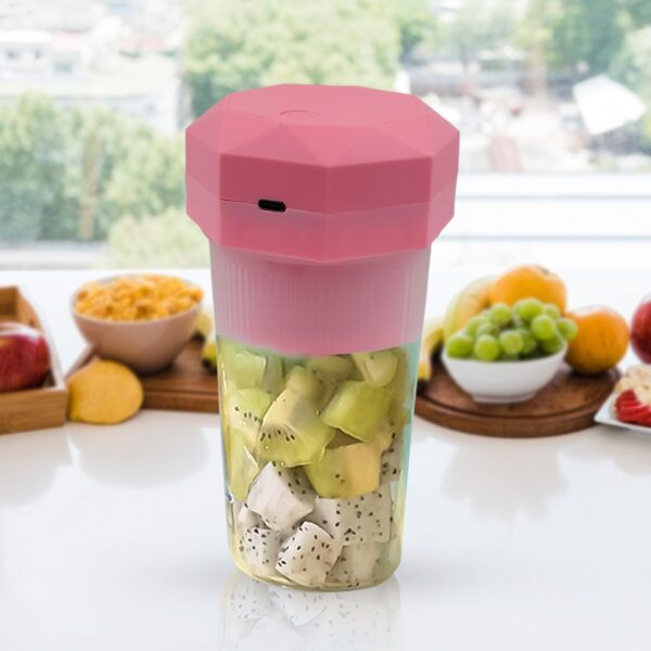 Portable Multifunctional Electric Juicer Cup, USB Juice Maker 6 blade (350 ML) - Front View by Nari Haat, Indian ethn...
