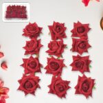Flower Rose Hair Pin/Clip – Velvet Flower Design (12 Pcs Set, Red Color) - Closeup Embroidery by Nari Haat, Indian ...