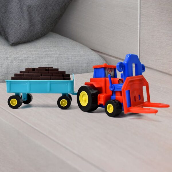 Plastic Tractor Toy Friction Powered Tractor with Bricks Trolley (1 Pc) - Front View by Nari Haat, Indian ethnic wear...