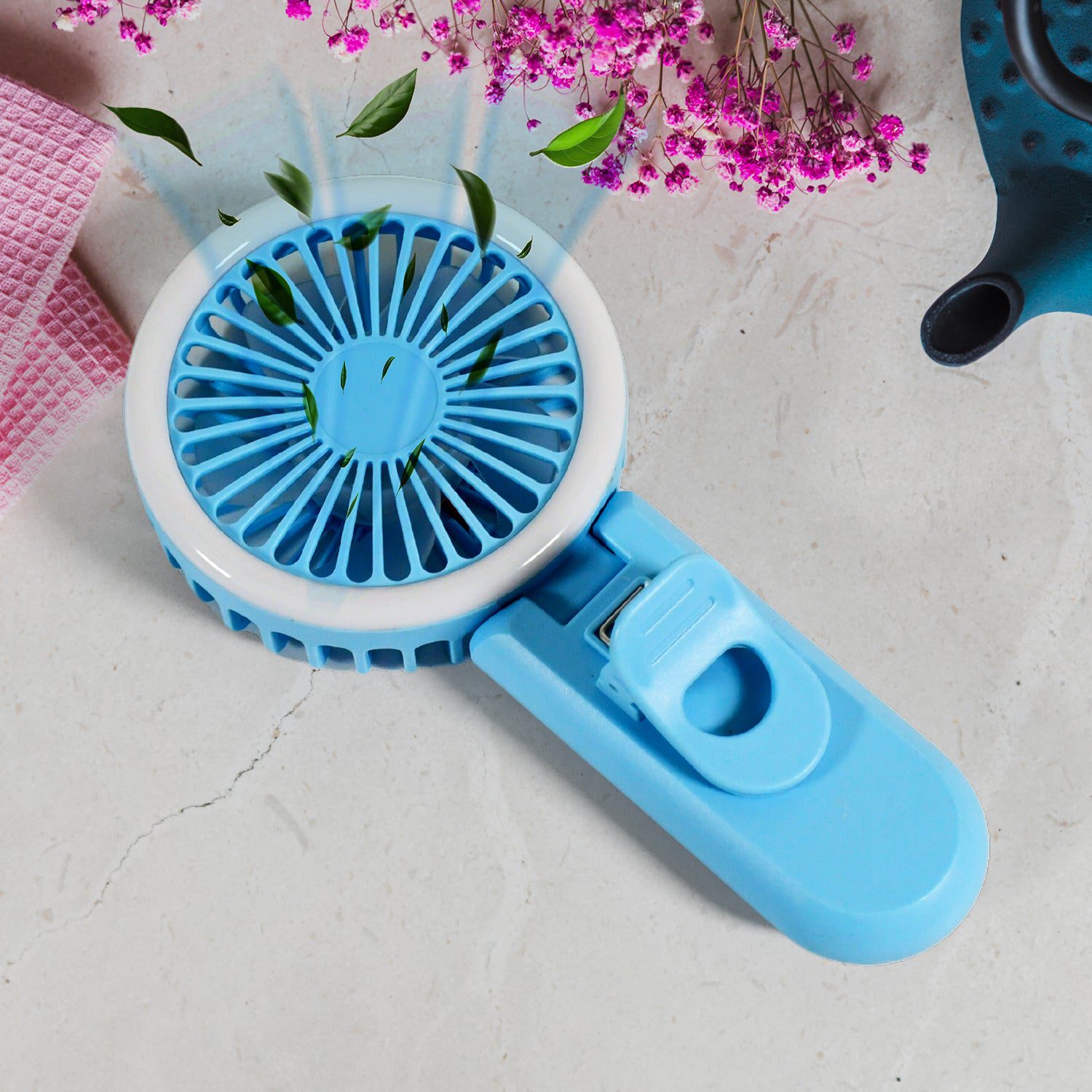 01_a9326237-bec7-4c21-8c35-ff57a4b6fa23.jpg Clip Fan With Light, home, kitchen, Office Portable Fan, Rechargeable Fan - Front View by Nari Haat, Indian ethnic we...