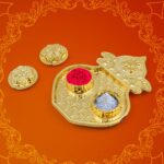 Kalash Shape Rakasha Bandhan Special Puja Thali (1 Pc) (Mix Design) - Front View by Nari Haat, Indian ethnic wear, wo...