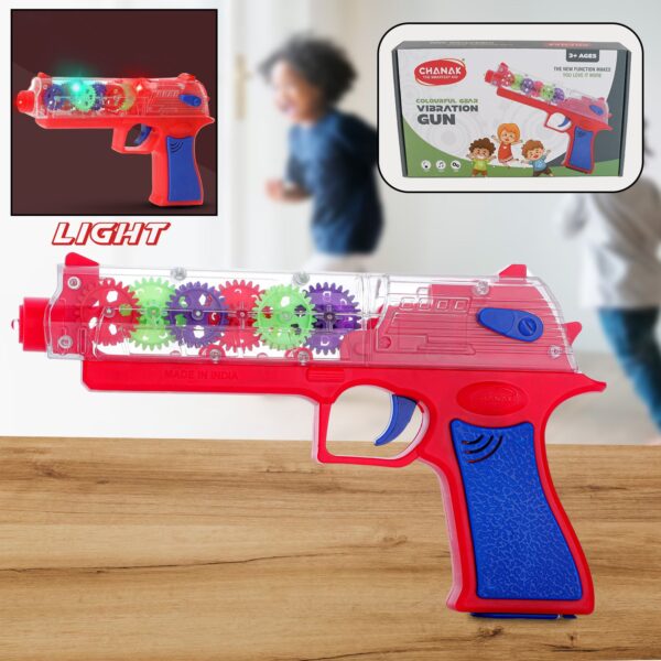 Plastic gear simulation laser toy gun with lights