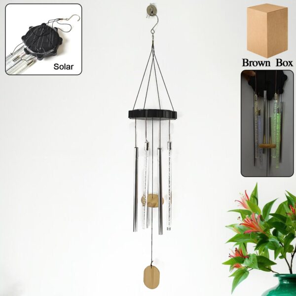 Solar LED Wind Chime with Tubes Soothing Sound & Colorful Glow (1 Set) - Front View by Nari Haat, Indian ethnic wear,...