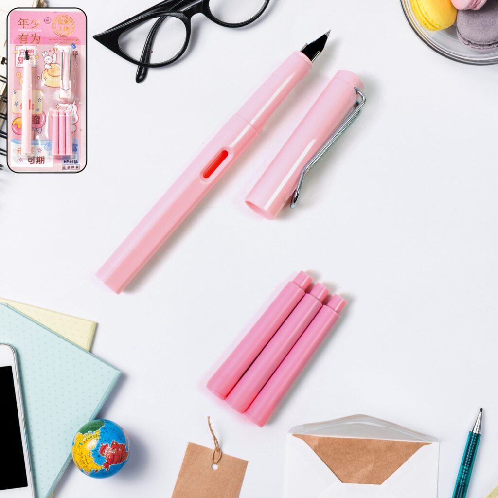 Fountain Blue Pen With 3 Refills (1 Set) - Front View by Nari Haat, Indian ethnic wear, women clothing, designer suit