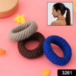 Tyre Shape Hair Rubber Bands Pack of 3 (Multicolour), Hair accessories - With Dupatta by Nari Haat, Indian ethnic wea...