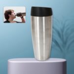 Stainless Steel Coffee Travel Mug for Hot & Cold Drinks (850 ML) - Front View by Nari Haat, Indian ethnic wear, women...