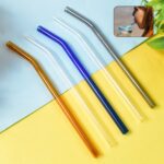 Reusable Glass Straws Clear Glass Drinking Straw (5 pcs Set) - Front View by Nari Haat, Indian ethnic wear, women clo...